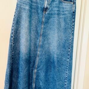 Classic Blue Denim Raw hemmed Skirt